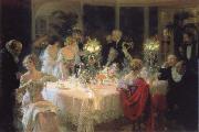 Jules-Alexandre Grun The end of the supper oil painting on canvas